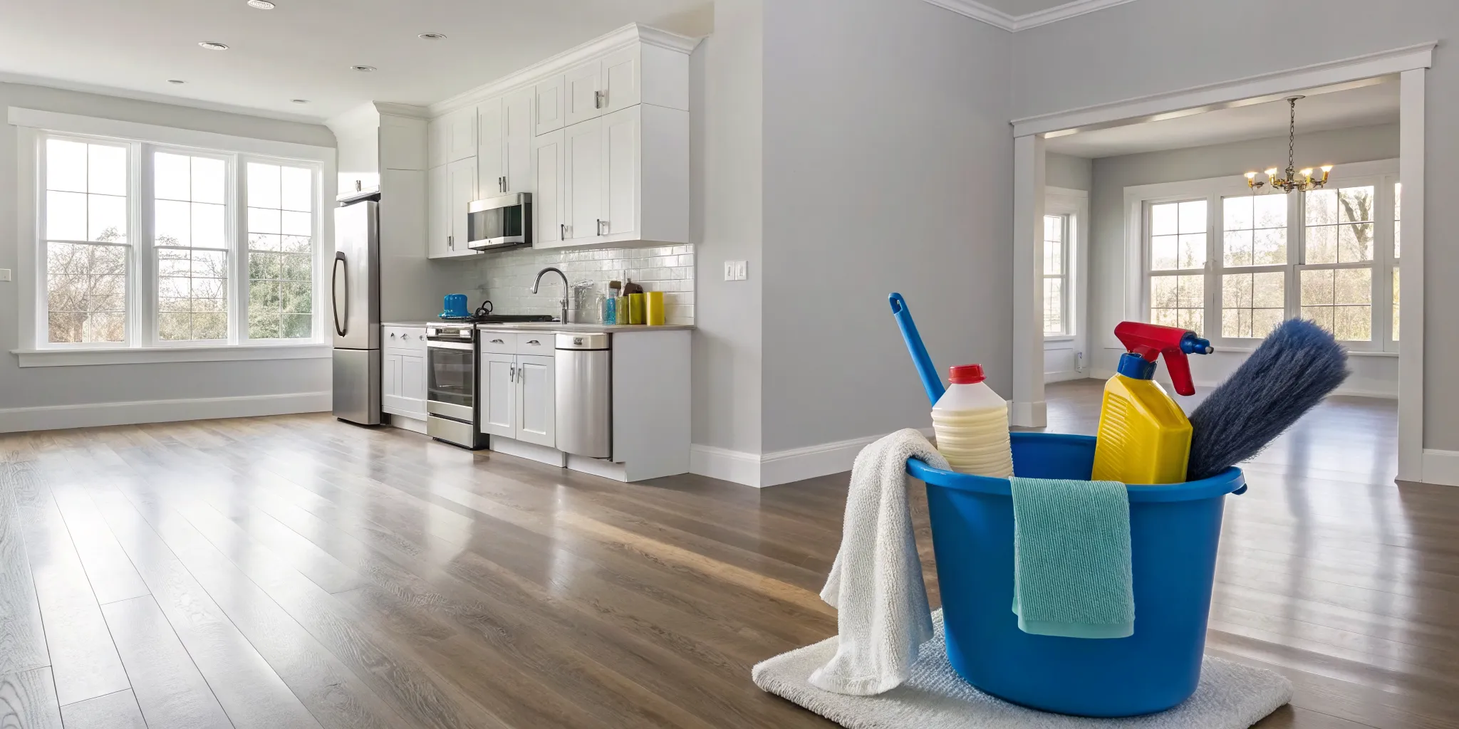 A spotless kitchen ready for move in after a professional deep cleaning service.